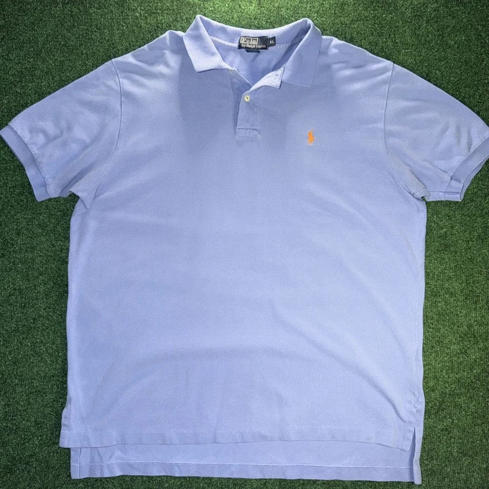 Polo Ralph Lauren Blue Polo Shirt Men's Size XL Orange Horse 100% Cotton